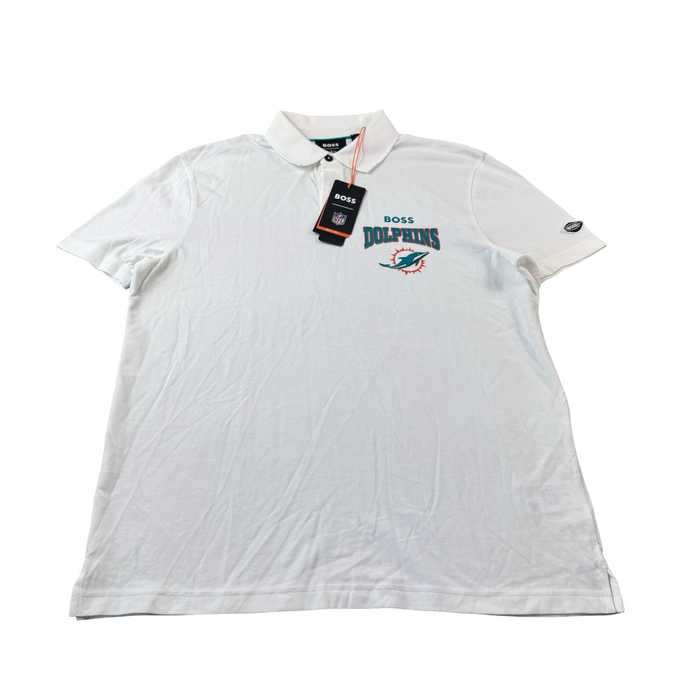 Hugo Boss X NFL Miami Dolphins White Cotton Polo Shirt Size XL NWT